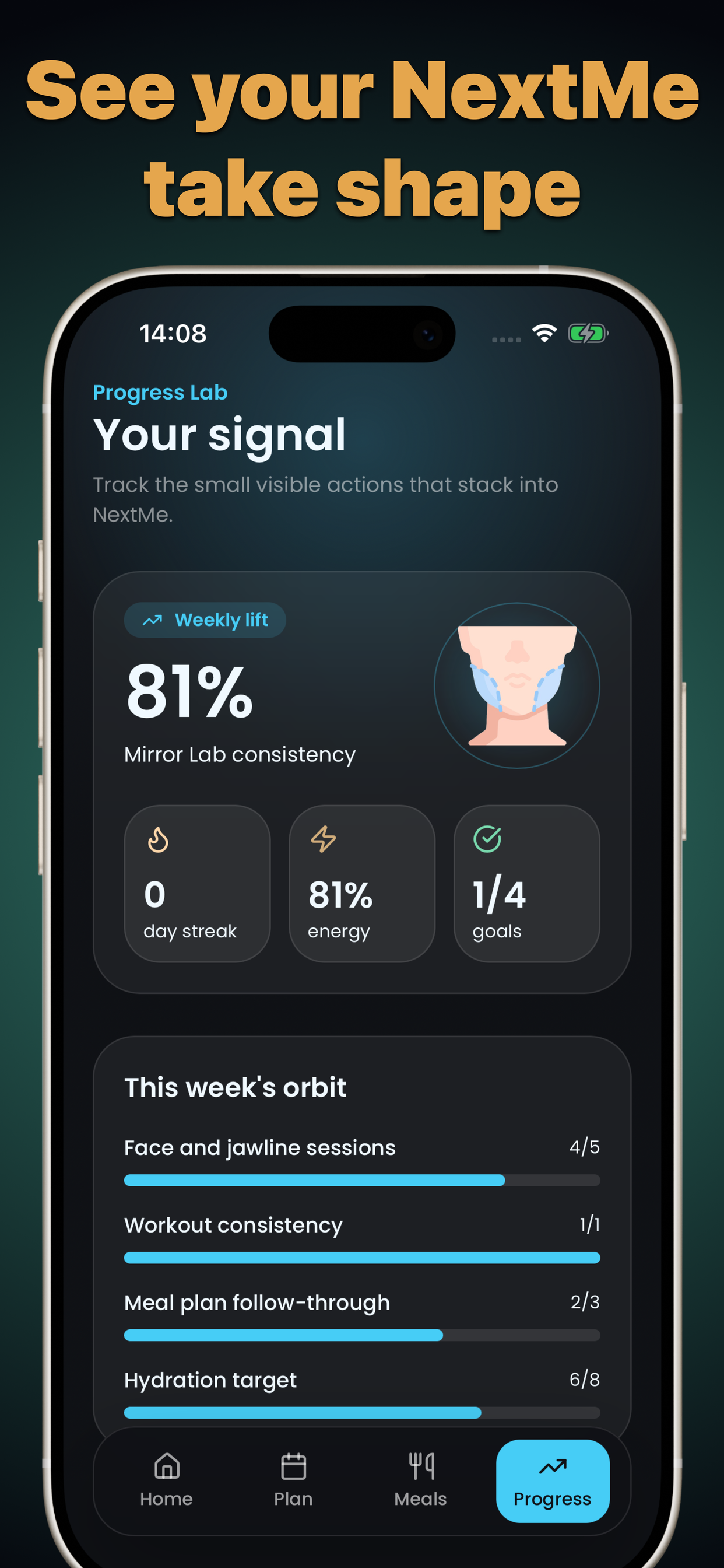 NextMe progress App Store graphic